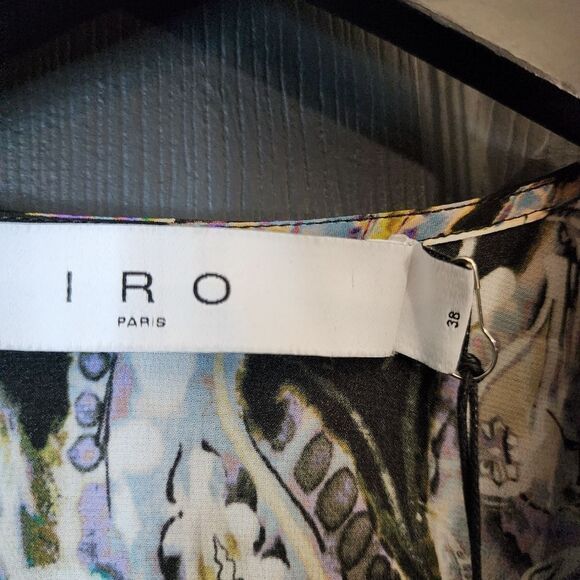 IRO Silk Blend Draped Wrap-effect Asymmetric Hem Damie Multicolor Mini Dress - Picture 10 of 16